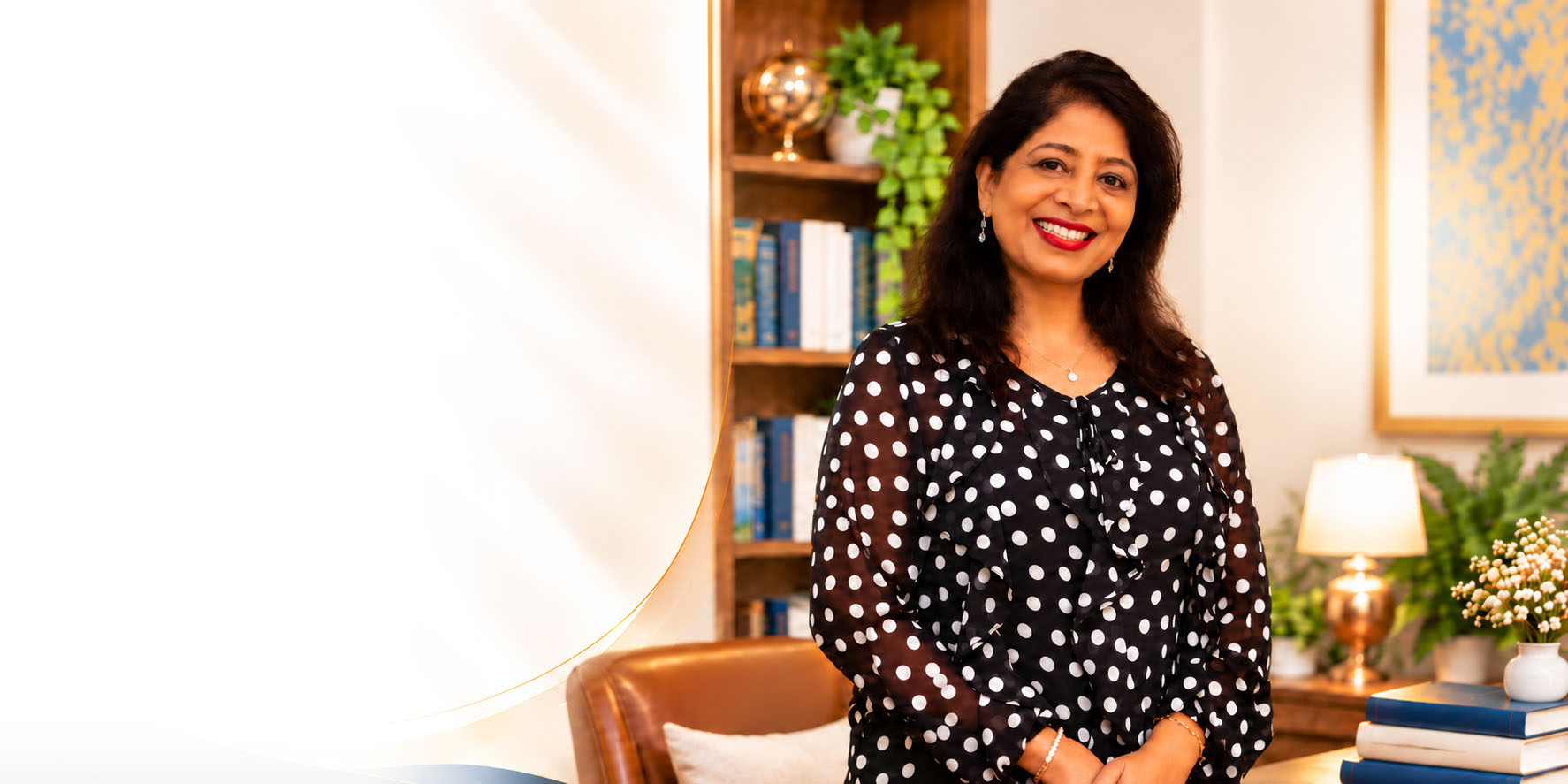 Smiling researcher in a library